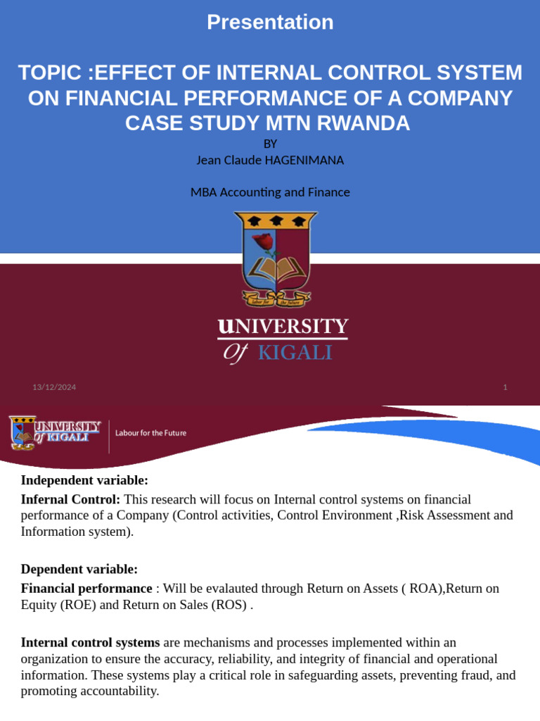 Internal Control Impact on MTN Rwanda's Finance | PDF | Internal ...
