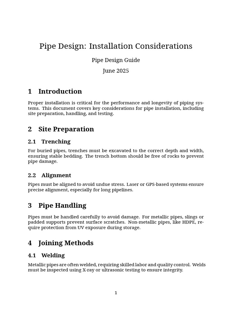 Pipe Design Installation Considerations | PDF