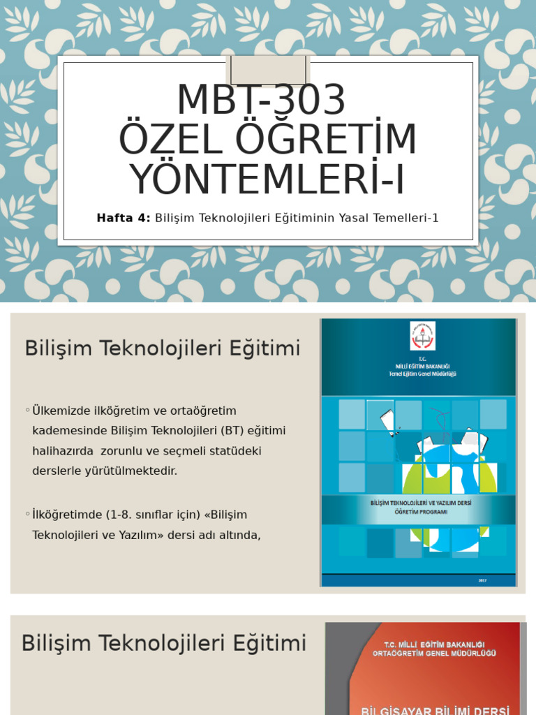 ÖÖY I Hafta 4 Bilişim Teknolojileri Eğitiminin Yasal Temelleri 1 | PDF