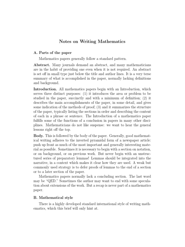 Guide to Writing Mathematics Papers | PDF | Theorem | Comma