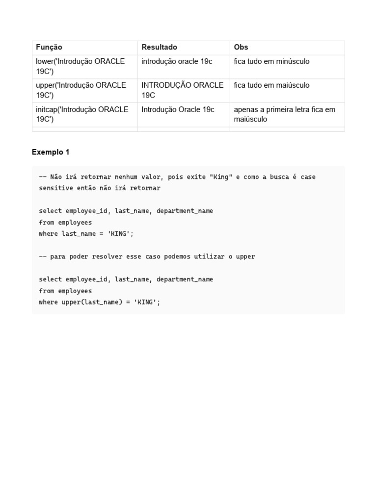 Função Initcap no Oracle SQL | PDF
