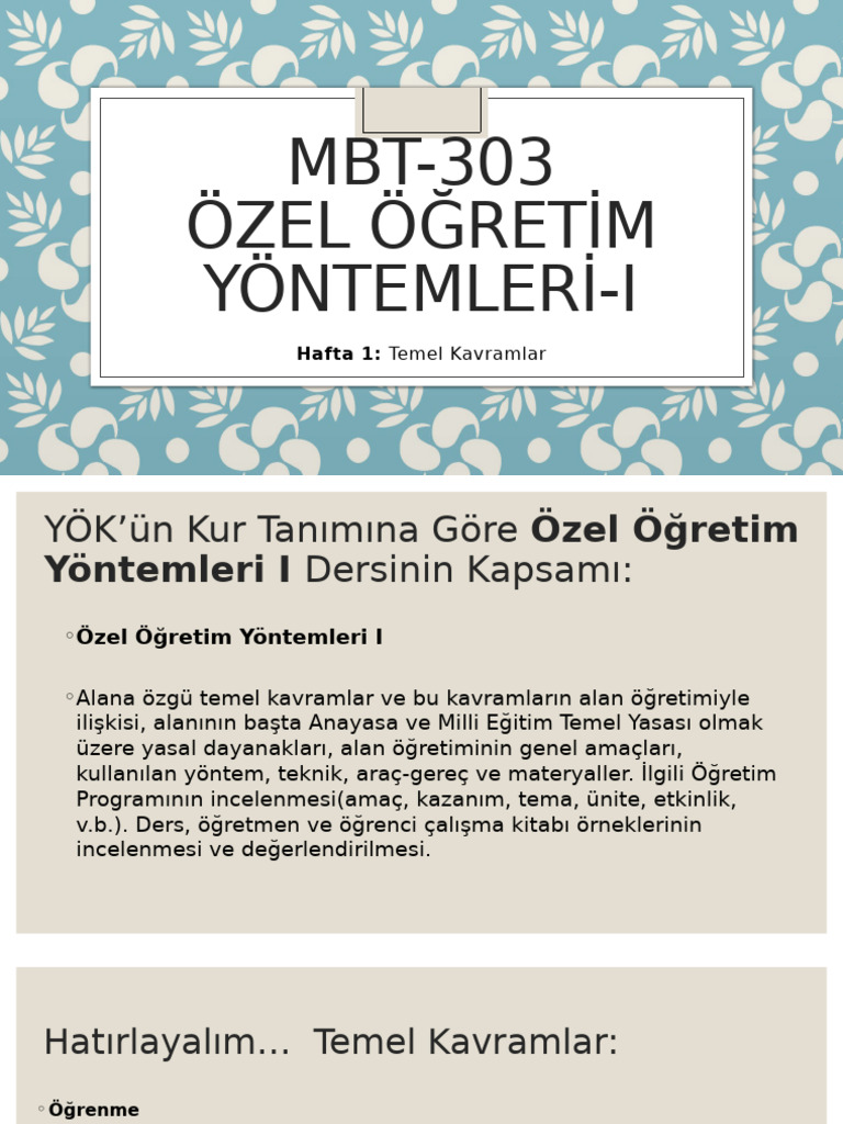 ÖÖY I Hafta 1 Temel Kavramlar | PDF