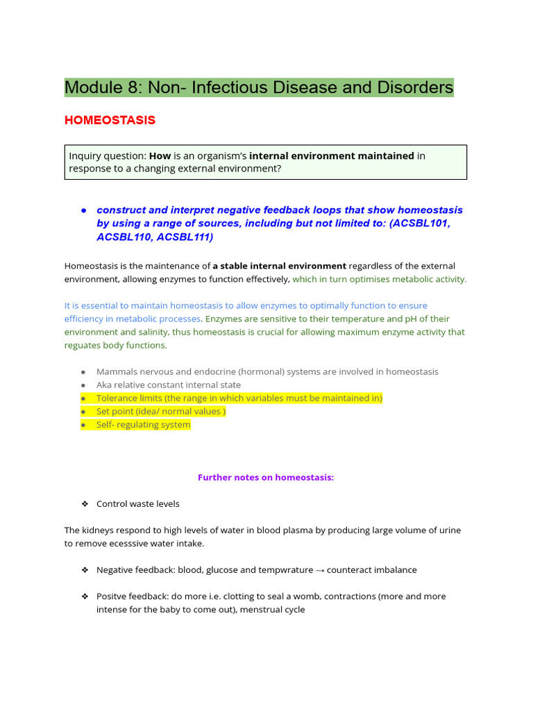 BIOLOGY Module 8_ Non- Infectious Disease and Disorders | PDF | Action ...