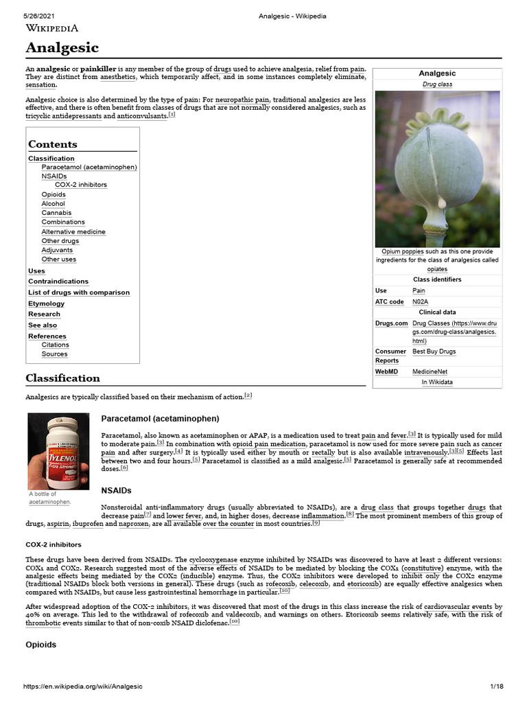 Overview of Analgesics and Their Types | PDF | Analgesic | Opioid
