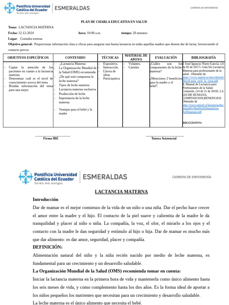 Charla sobre Lactancia Materna 2024 | PDF | La leche materna ...