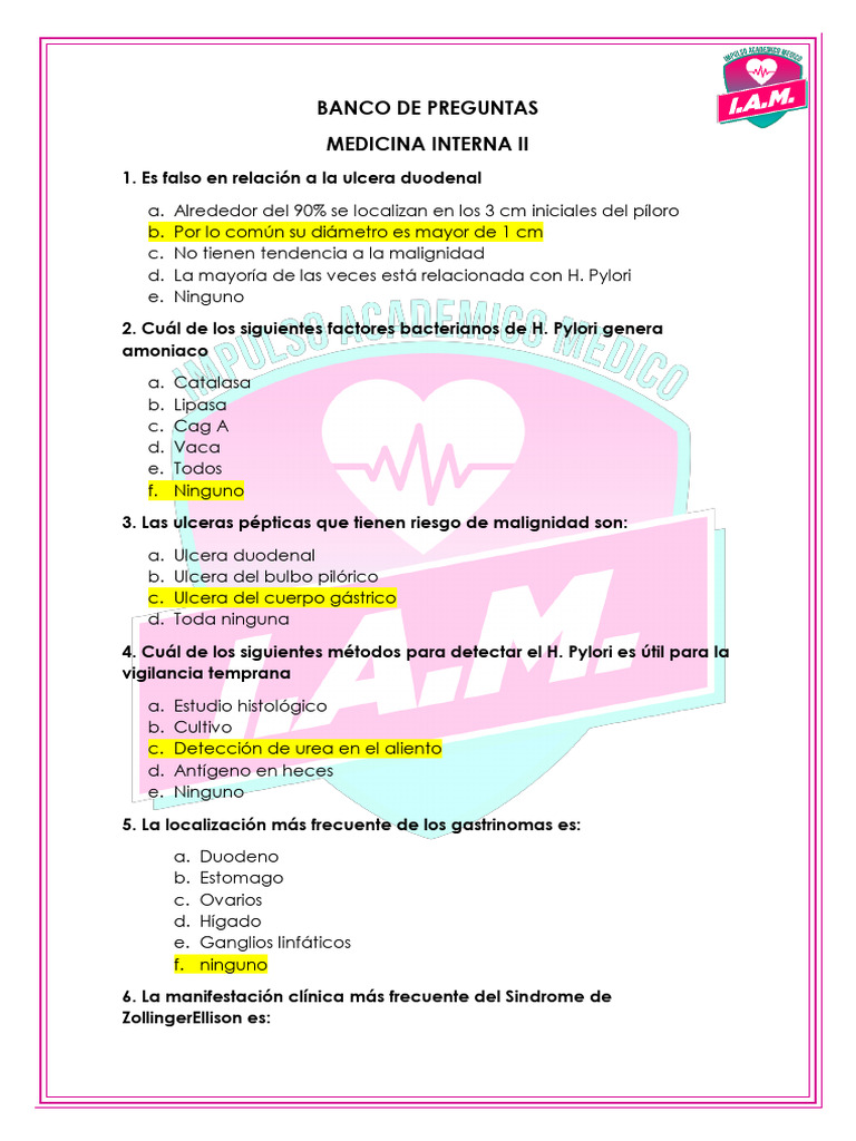 Preguntas Clave Medicina Interna II | PDF | La enfermedad por reflujo ...