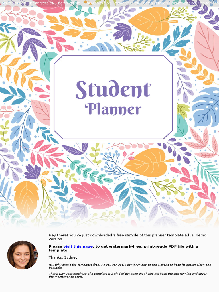 Free Student Planner Template Demo | PDF