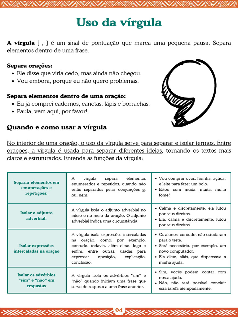 Como Usar a Vírgula Corretamente | PDF | Mecânica da linguagem ...