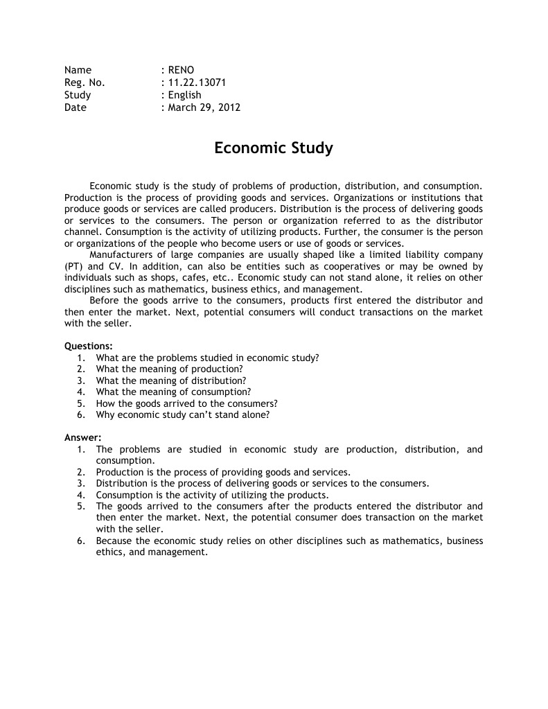 Economic Study | PDF