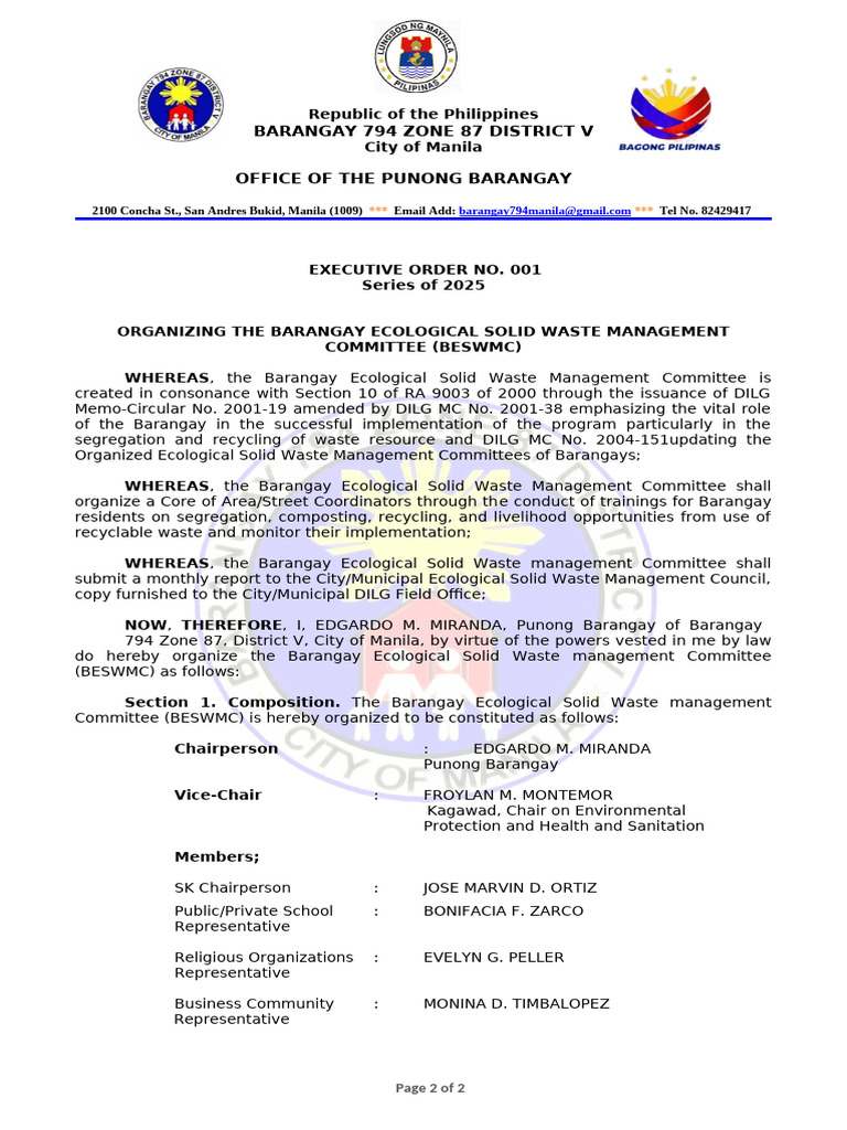 BESWMC Formation and Functions | PDF | Waste Management | Municipal ...