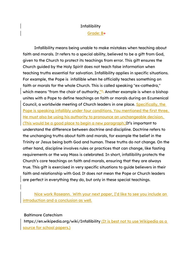 Graded Infallibility Paper RoseannC | PDF