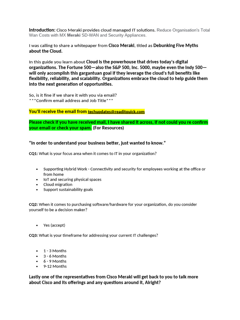 Cisco Meraki Cloud Solutions Overview | PDF