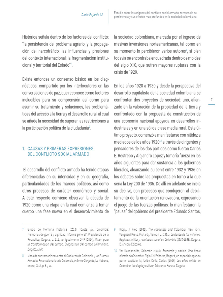 Orígenes y efectos del conflicto armado en Colombia | PDF | Colombia ...