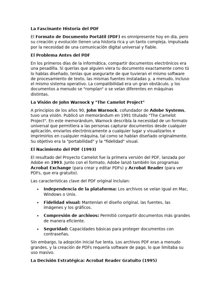 Historia del PDF y su evolución | PDF | Informática | Software