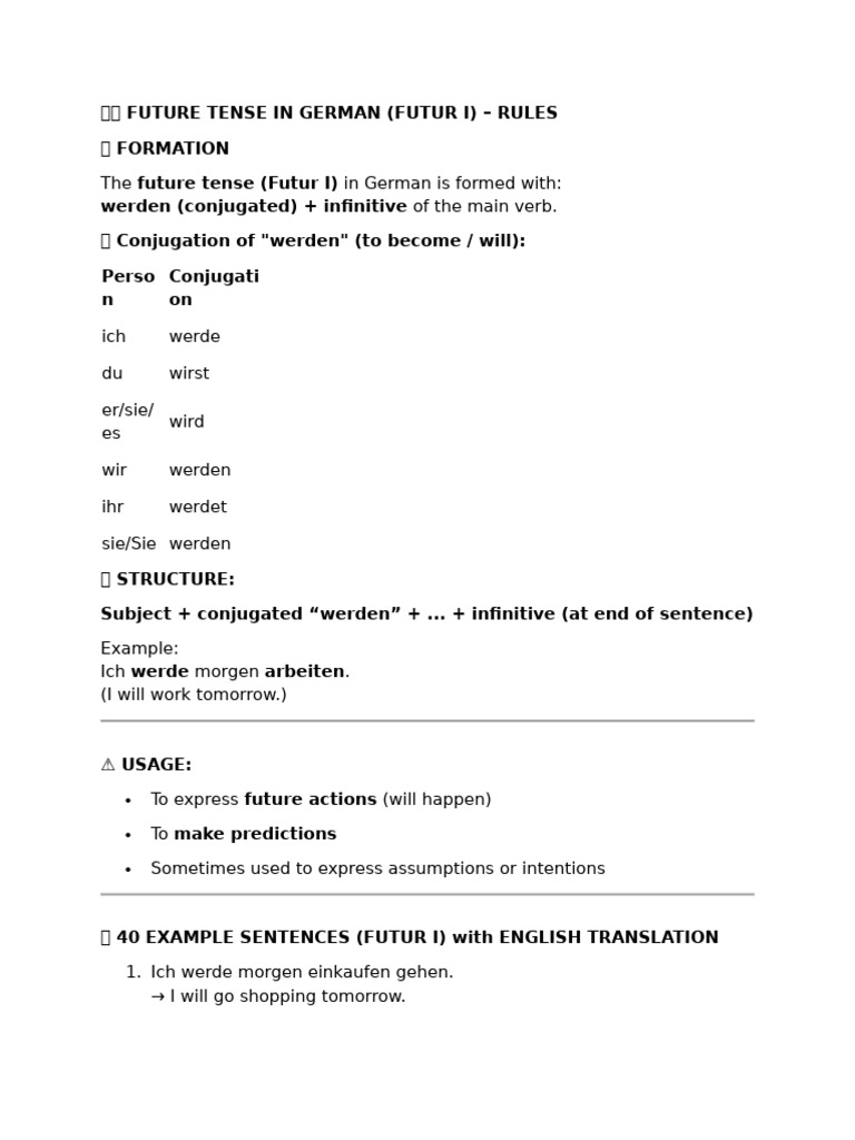 German Future Tense Practice | PDF