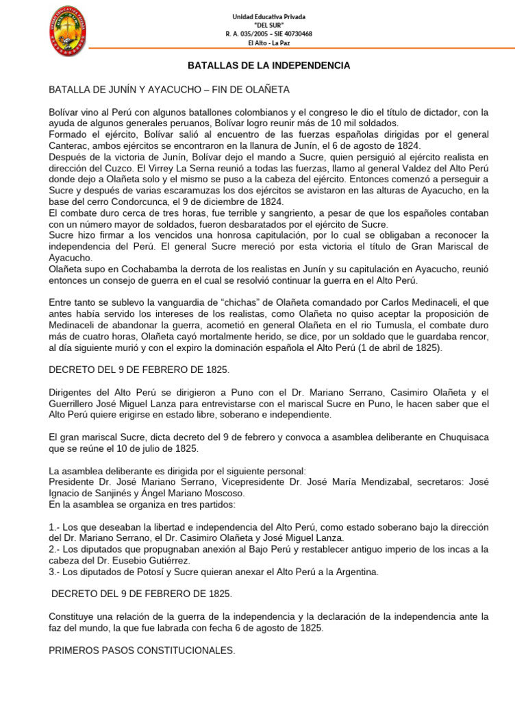 Resumen de la Independencia Argentina | PDF | América del Sur