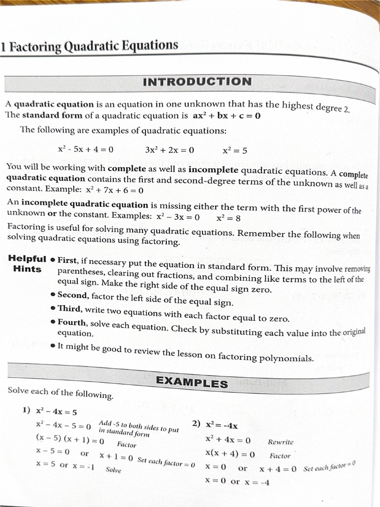 1 Factoring Quadratic Equations-1 | PDF