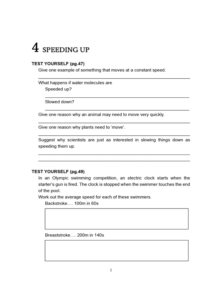 4 Speeding Up | PDF | Swimming (Sport) | Force