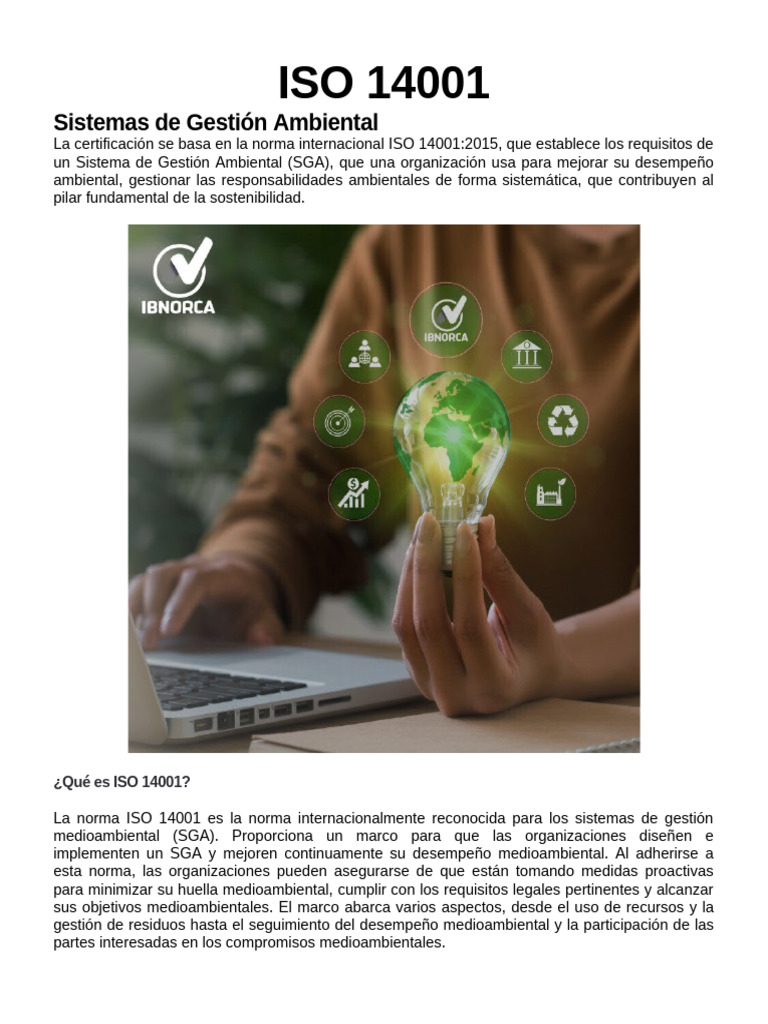 Beneficios de la Certificación ISO 14001 | PDF | Entorno natural ...