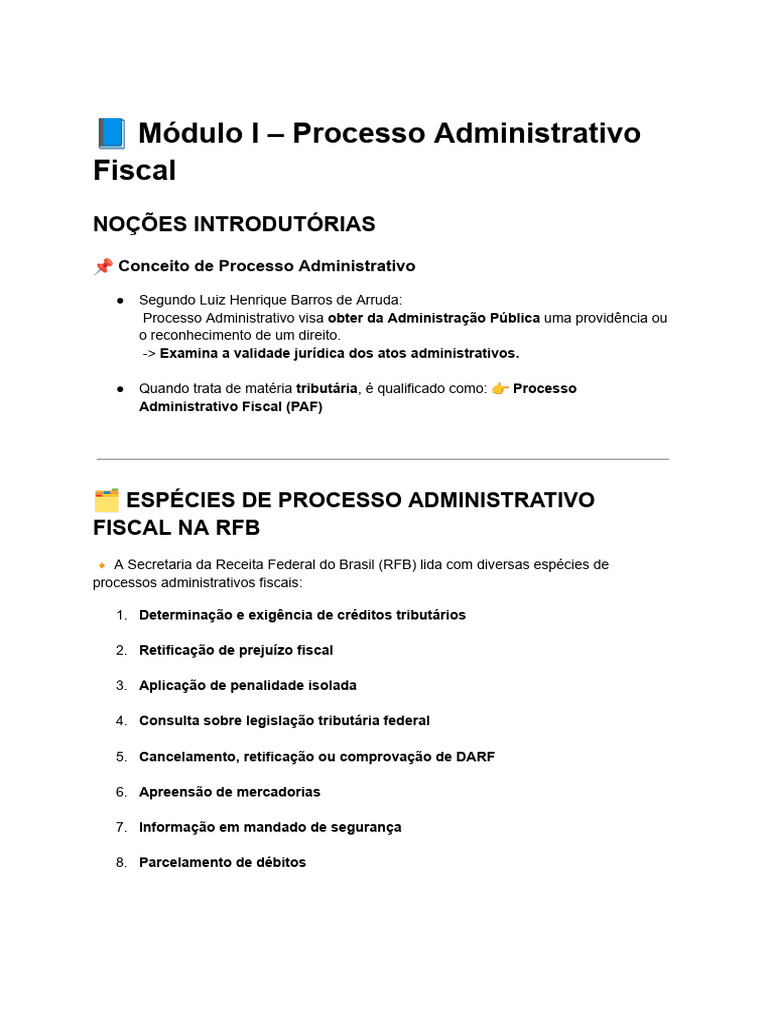Processo Administrativo Fiscal: Estrutura e Princípios | PDF | Taxa de ...