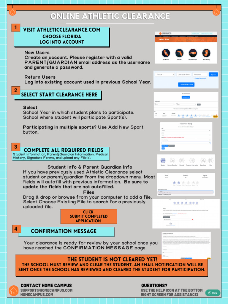 Florida Athletic Clearance Parent Instructions | PDF