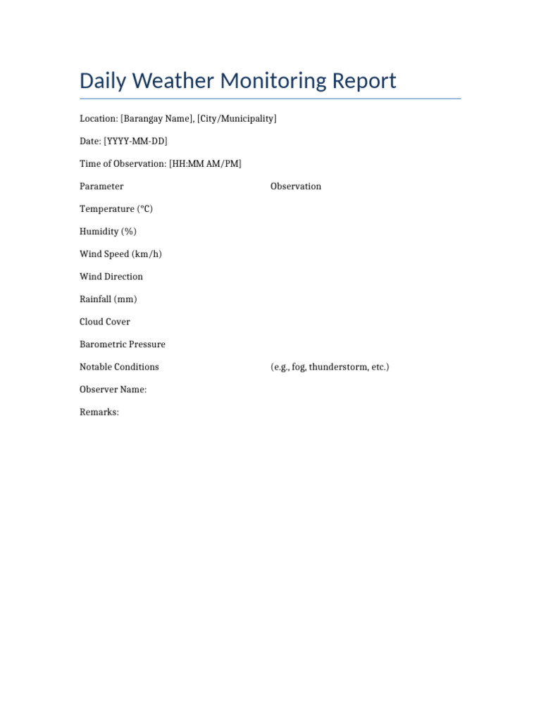 Daily Weather Monitoring Report | PDF