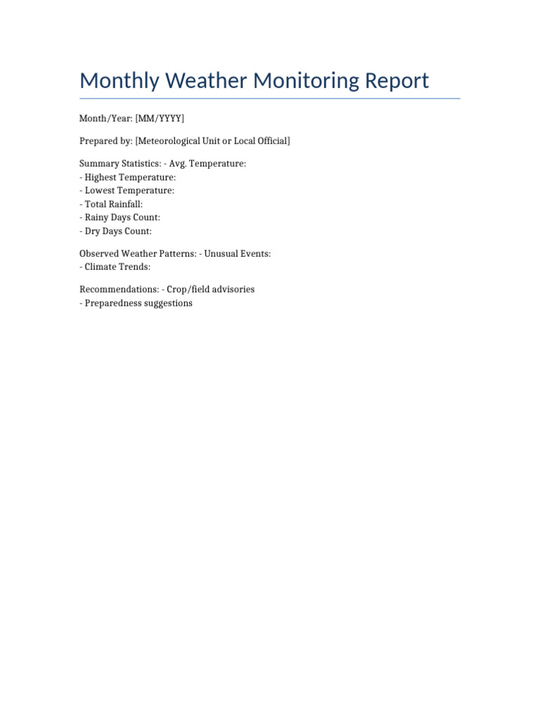 Monthly Weather Monitoring Summary | PDF