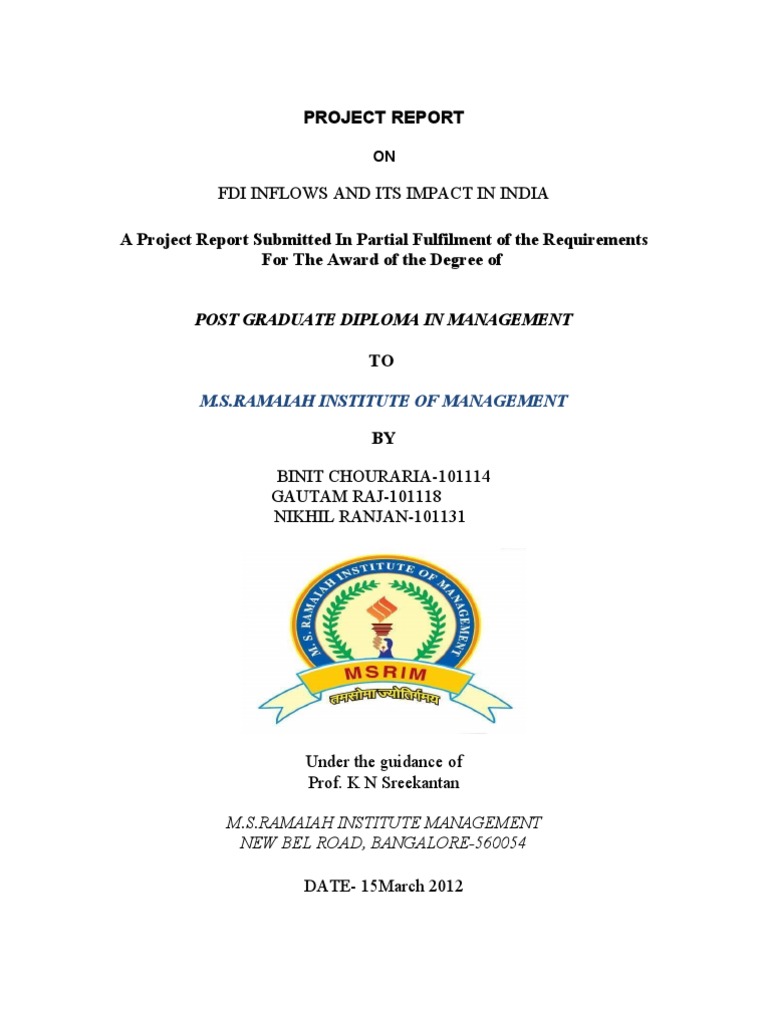 FDI Inflows and Impact in India Report | PDF | Foreign Direct ...
