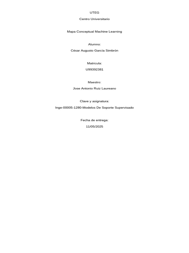 Mapa Conceptual de Machine Learning | PDF