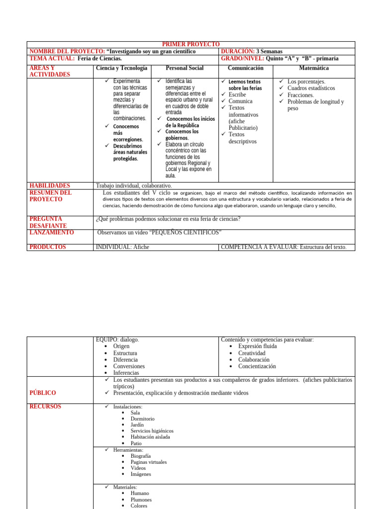 Proyecto Feria de Ciencias 5to Grado | PDF | Science | Publicidad
