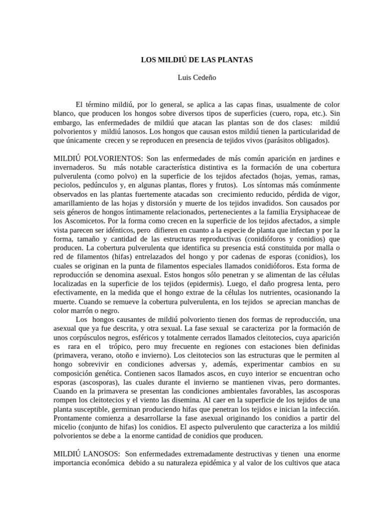 Los Mildi de Las Plantas | PDF | Hongo | Plantas
