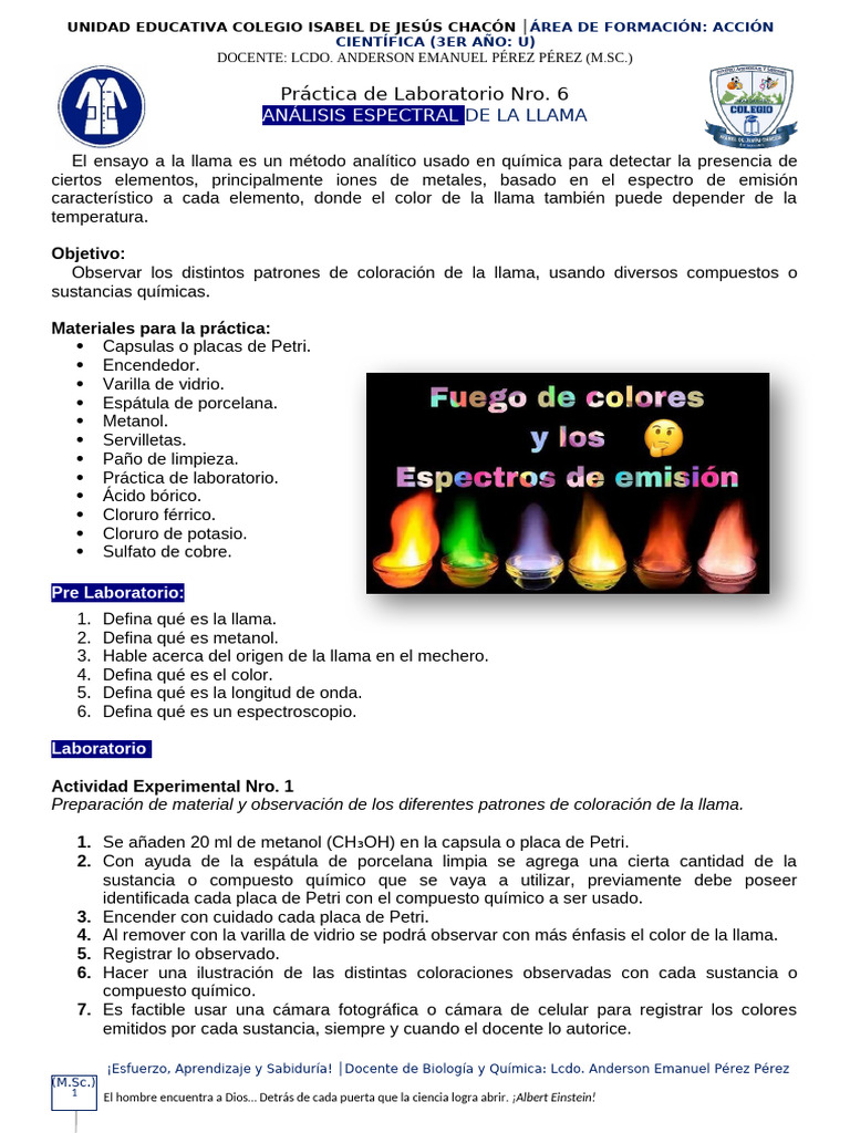 Practica Nro. 3 Analisis Espectral de La Llama+ | PDF | Laboratorios ...