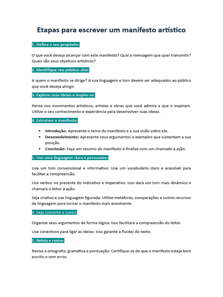 Como Escrever Um Manifesto Artístico | PDF
