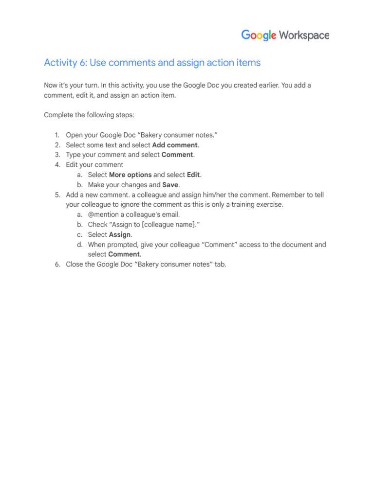 Assigning Action Items in Google Docs | PDF