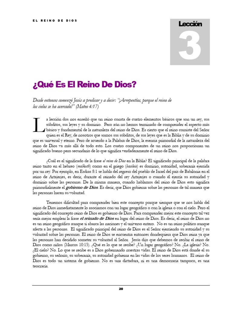 Entendiendo el Reino de Dios | PDF | Reinado y reino de dios | Nombres ...