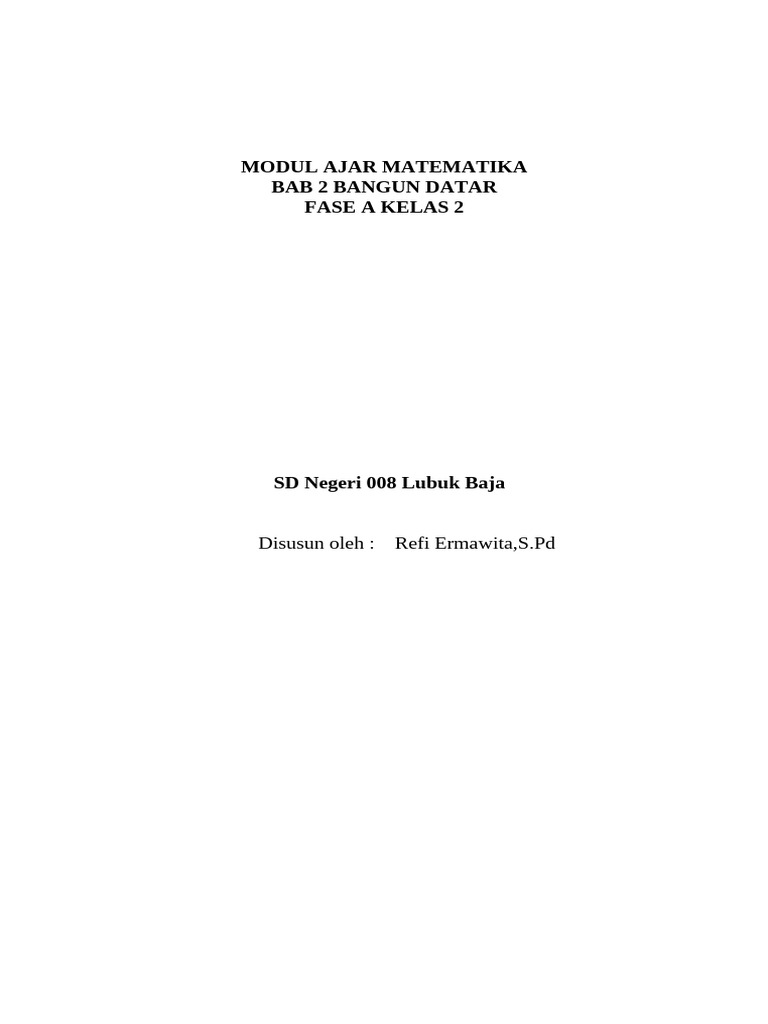 Modul Ajar Bangun Datar Kelas 2 SD | PDF