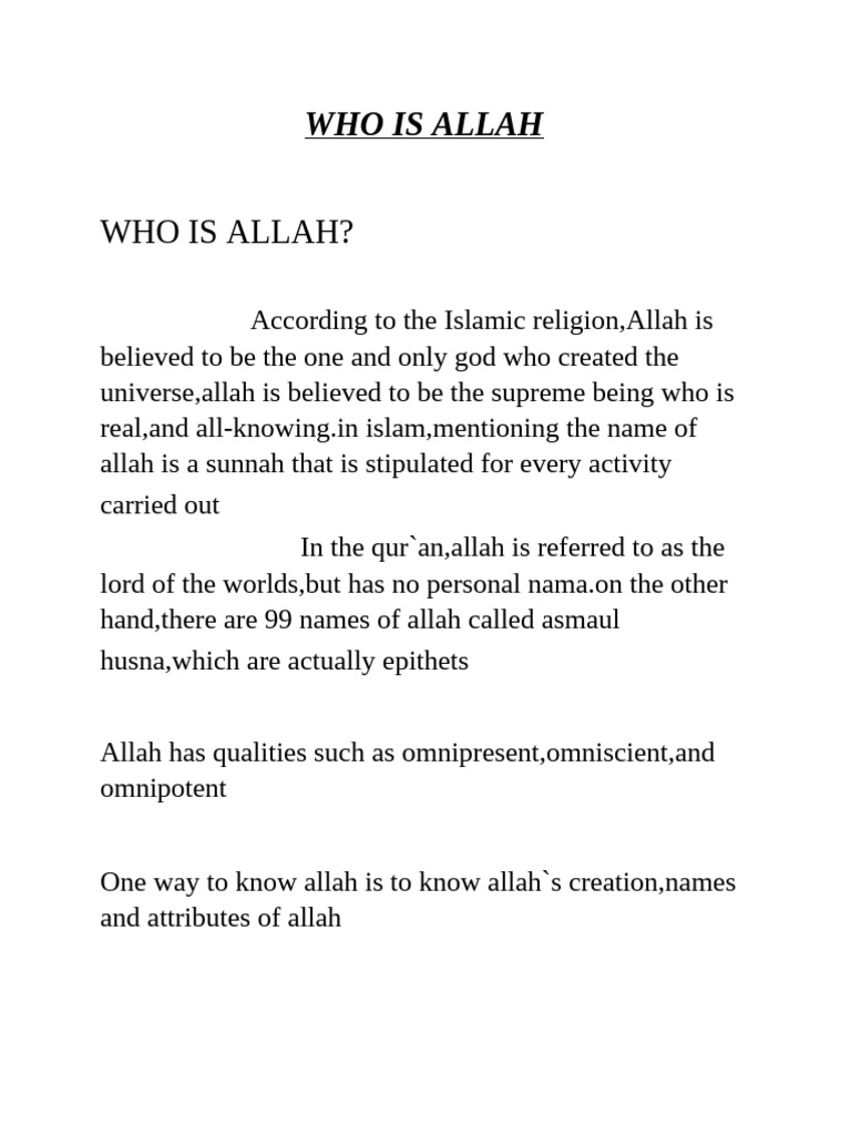 Who Is Allah | PDF