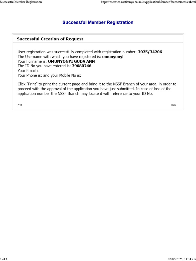 Successful Member Registration | PDF