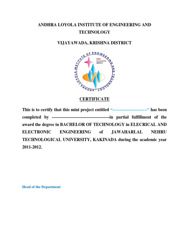 B.Tech Mini Project Certificate - EEE | PDF | Technology & Engineering