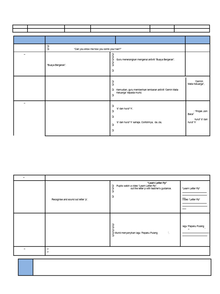 Contoh RPH Prasekolah | PDF