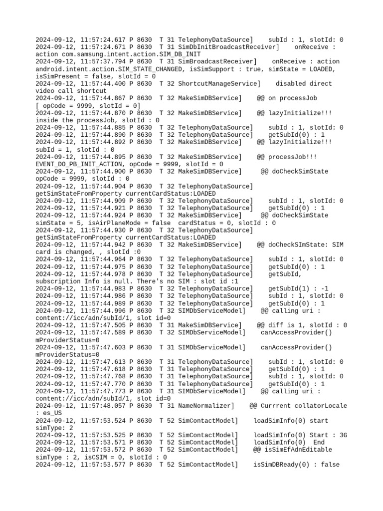SIM Card State and Database Logs | PDF