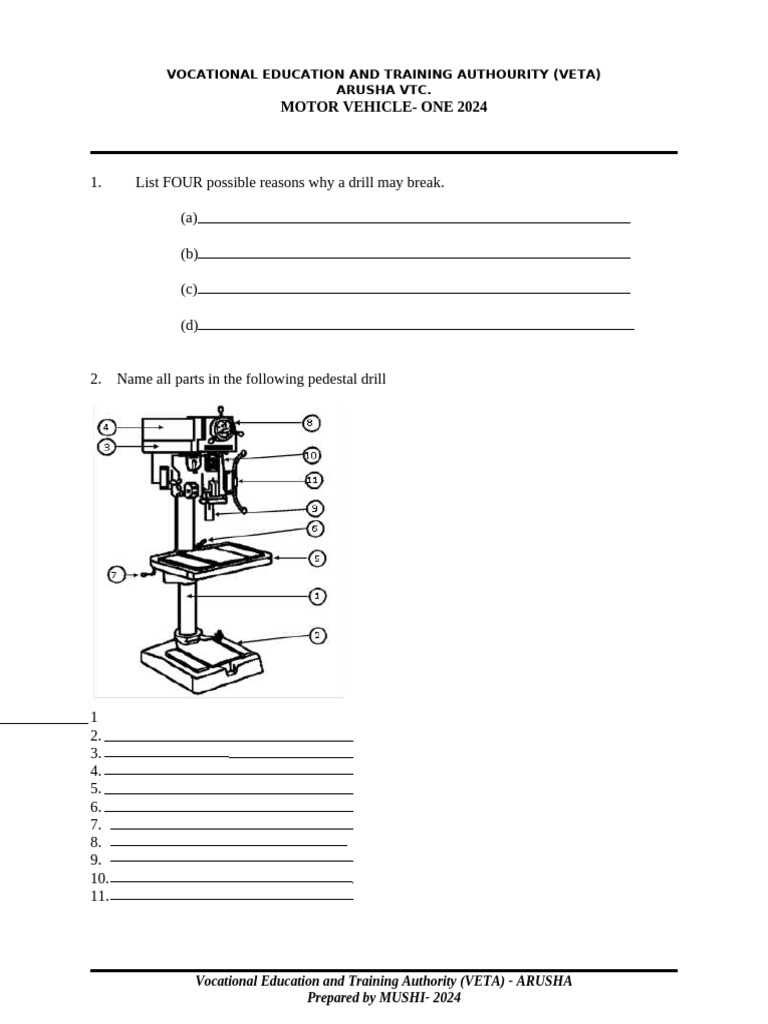 Drill Breakage and Pedestal Drill Parts | PDF