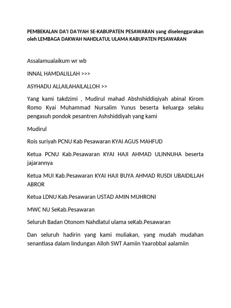 MC Pembekalan Da | PDF