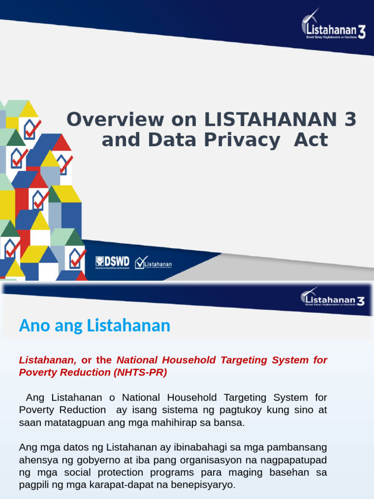 Overview of Listahanan 3 and Data Privacy | PDF | Privacy | Computer ...