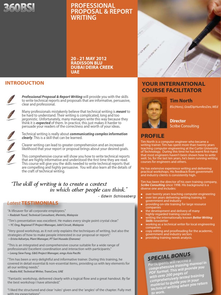 Professional Proposal & Report Writing 20-21 May 2012 Dubai | PDF