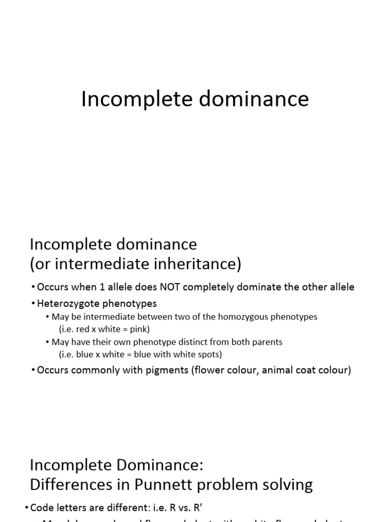 Understanding Incomplete Dominance in Genetics | PDF | Dominance ...