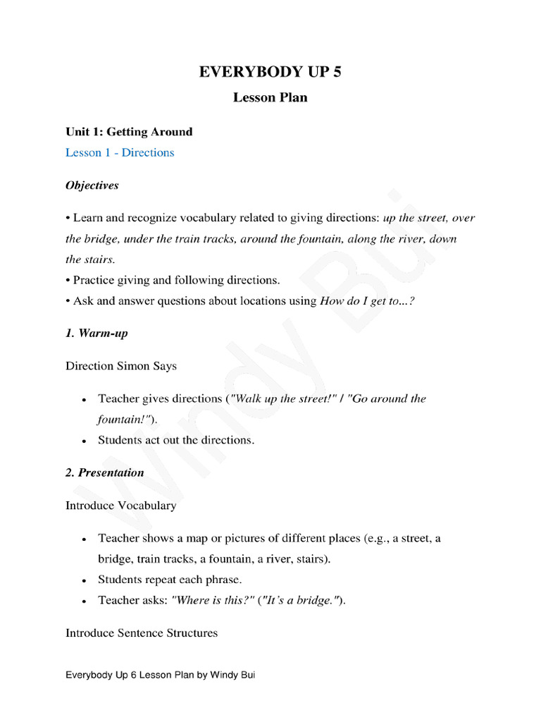Everybody Up 6 Lesson Plan (L) | PDF
