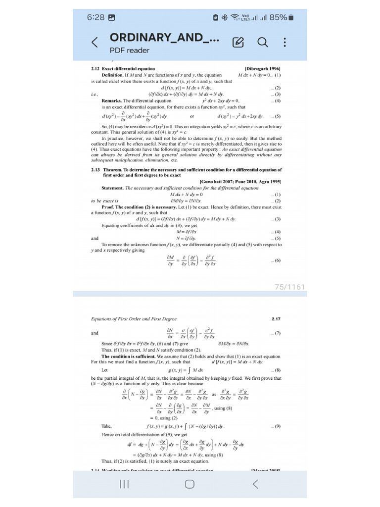 Exact Diff Equ (Math 102) | PDF