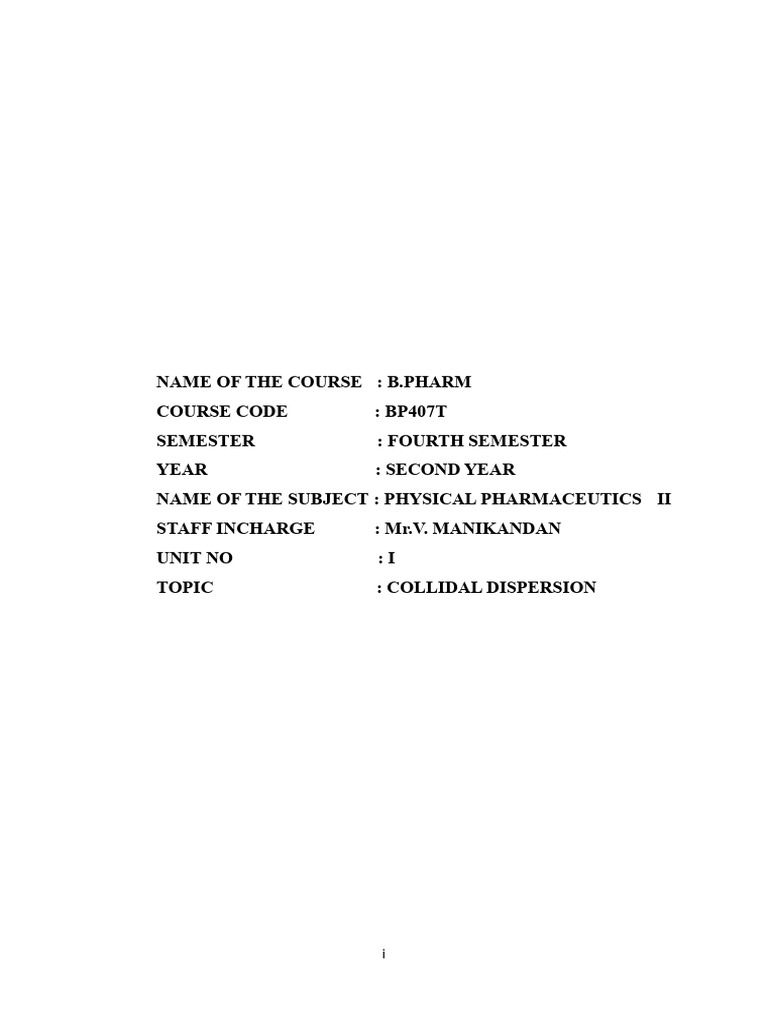 Colloidal Dispersion in Pharmacy | PDF | Colloid | Mixture