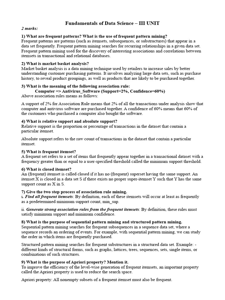 Data Science: Frequent Pattern Mining | PDF | Algorithms | Information ...